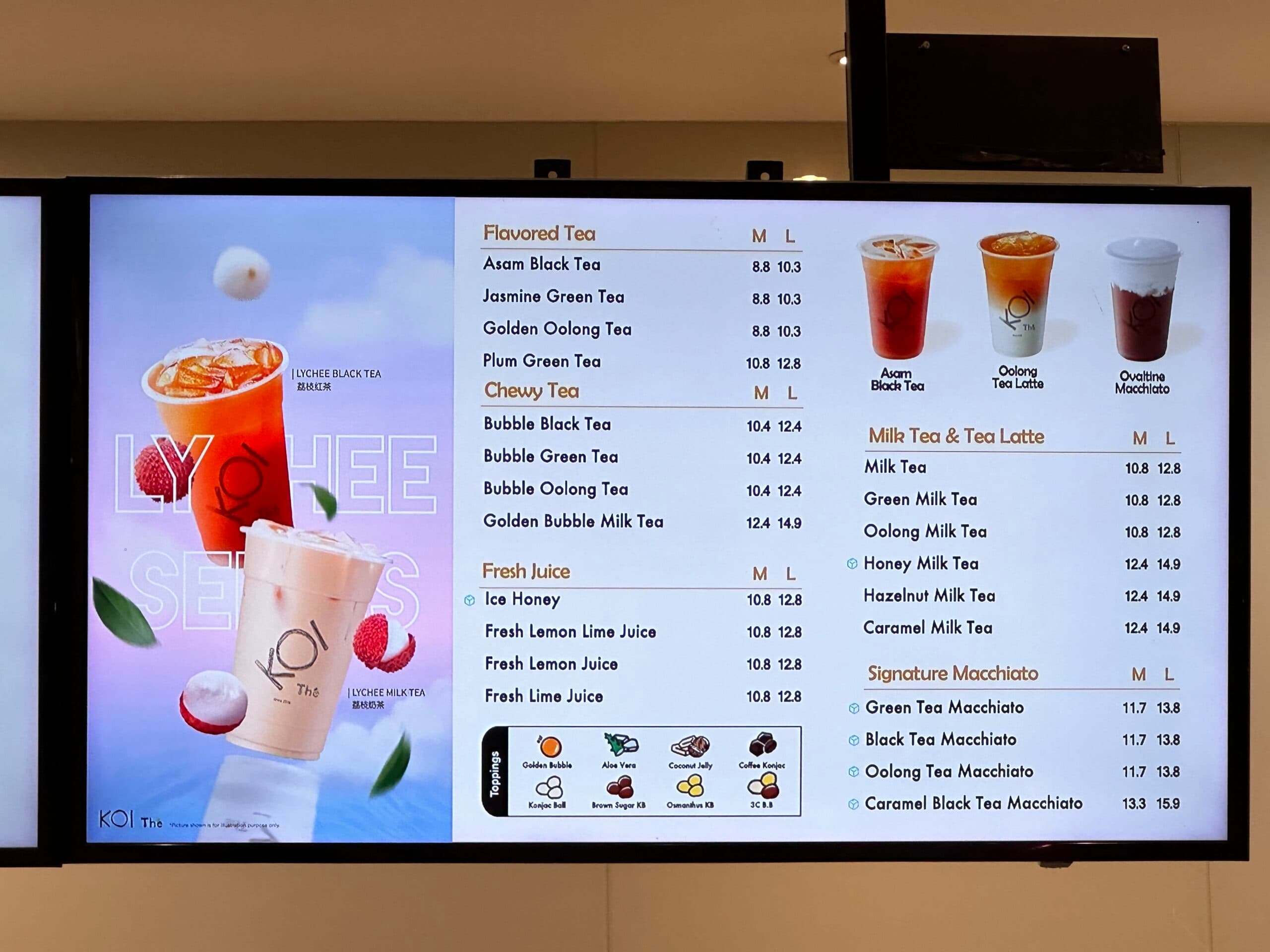 Koi Thé The Gardens Mall menu page 1