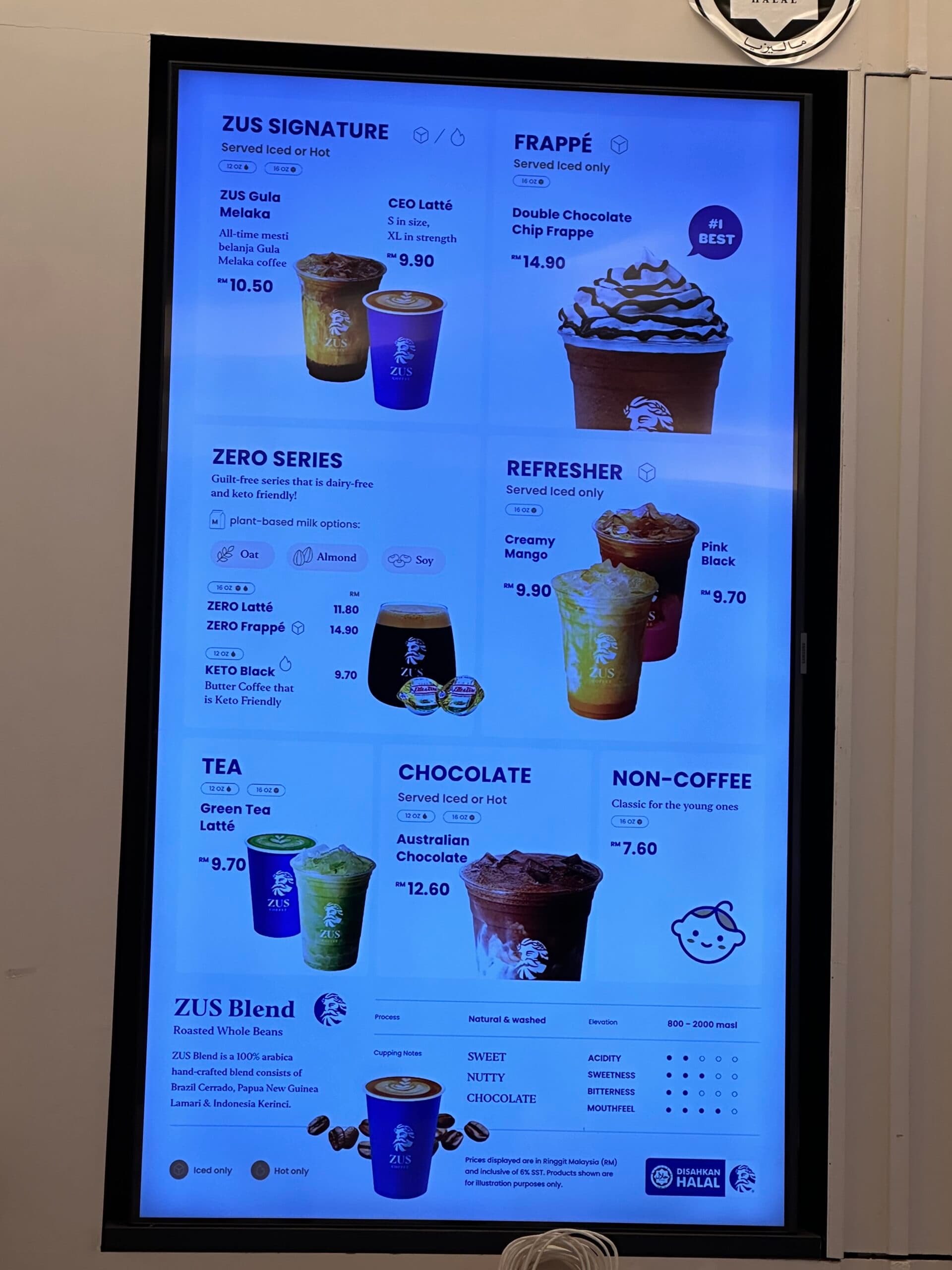 ZUS Coffee – Mid Valley menu page 1