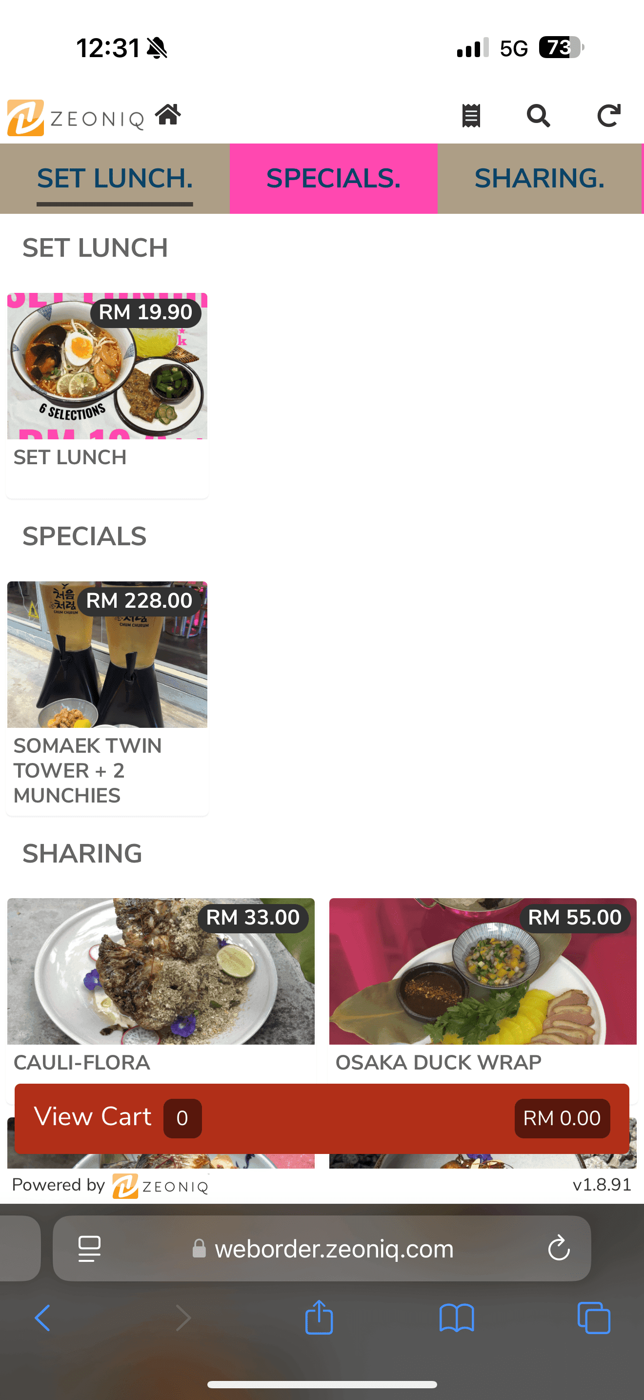 Kaiju Company menu page 1