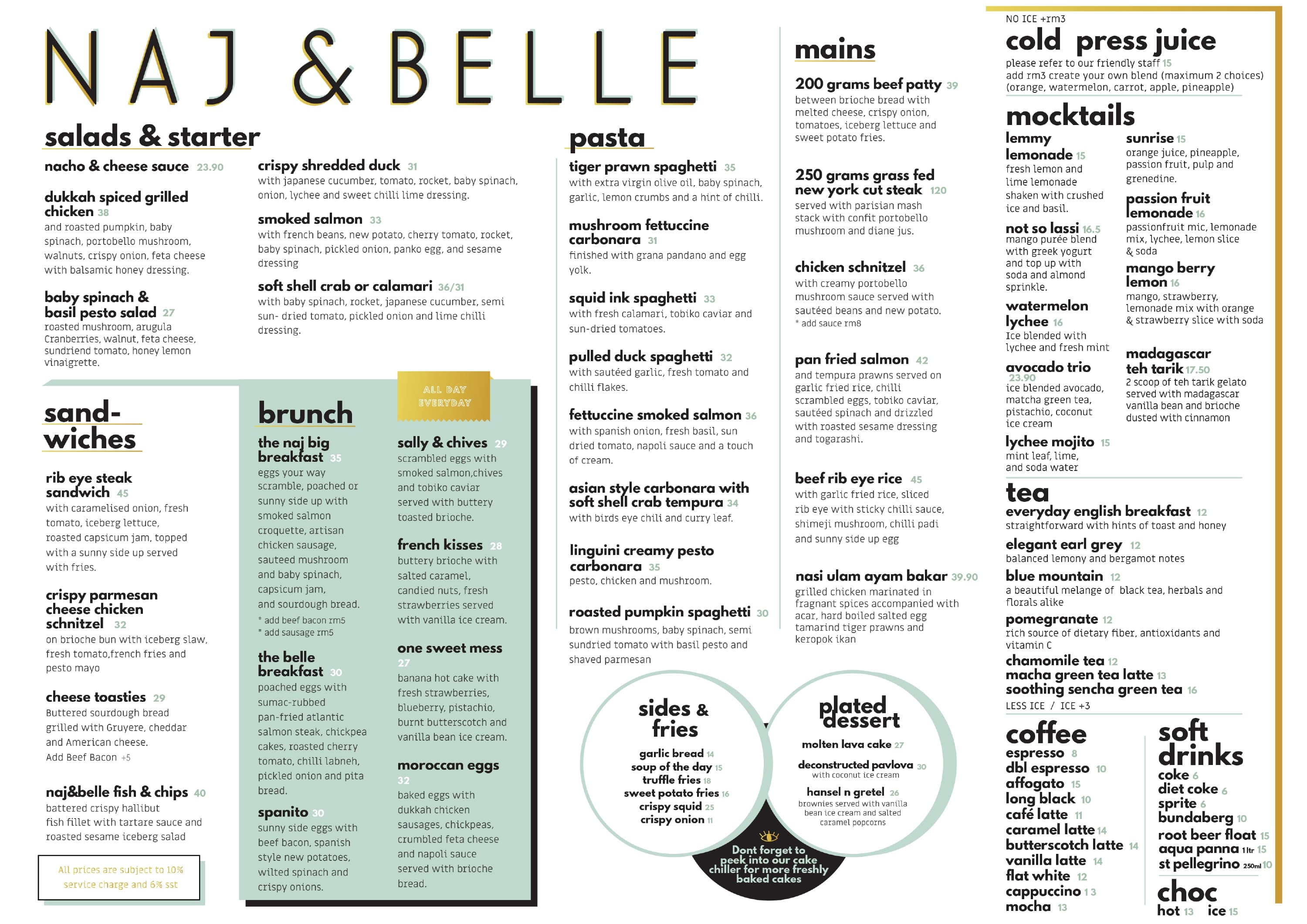 Naj & Belle Cafe SS15 Courtyard menu page 1