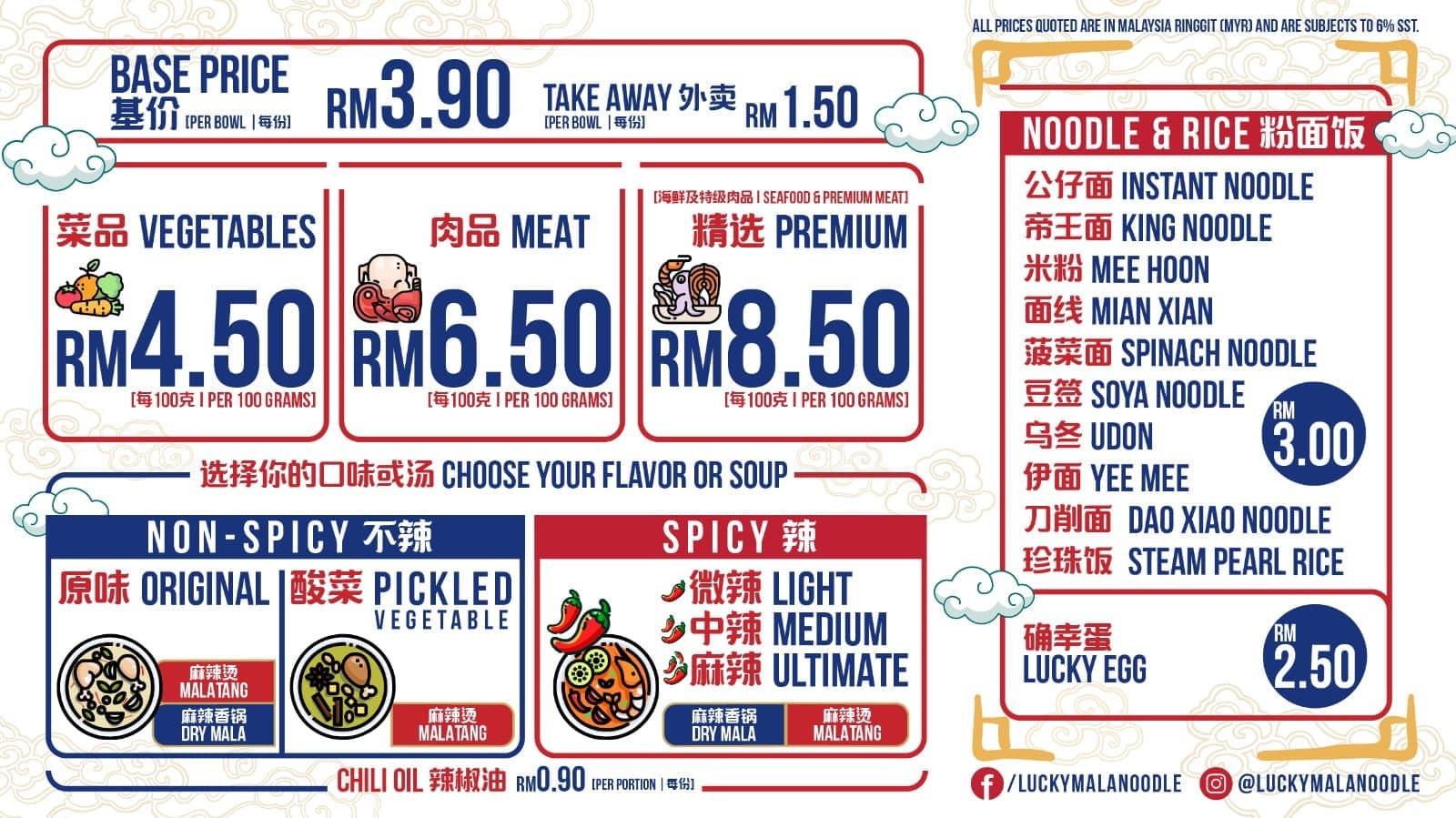 上上仟麻辣烫 Lucky Mala Noodle @ Sunway Velocity menu page 1