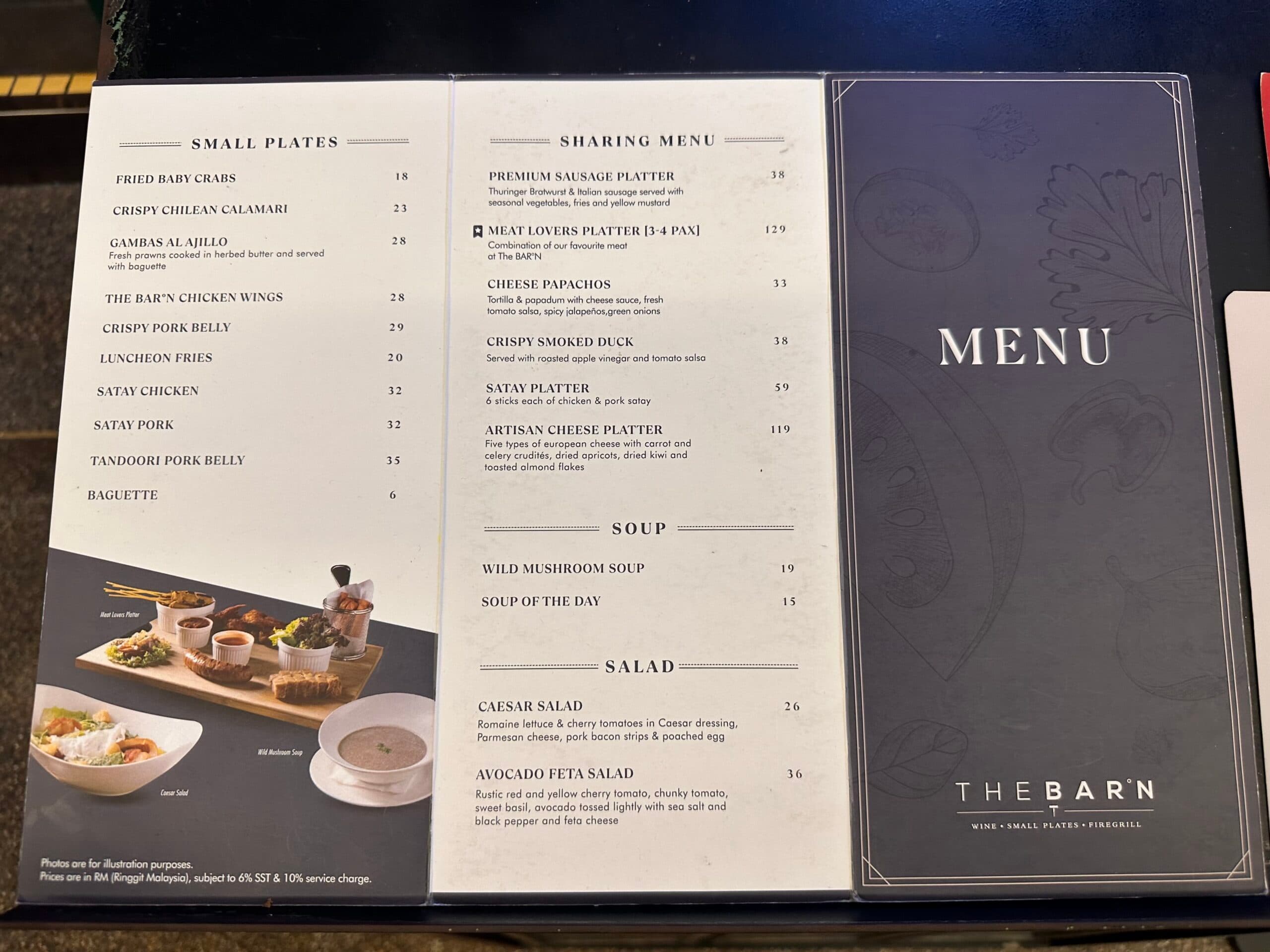 The Barn - Sunway Pyramid menu page 1