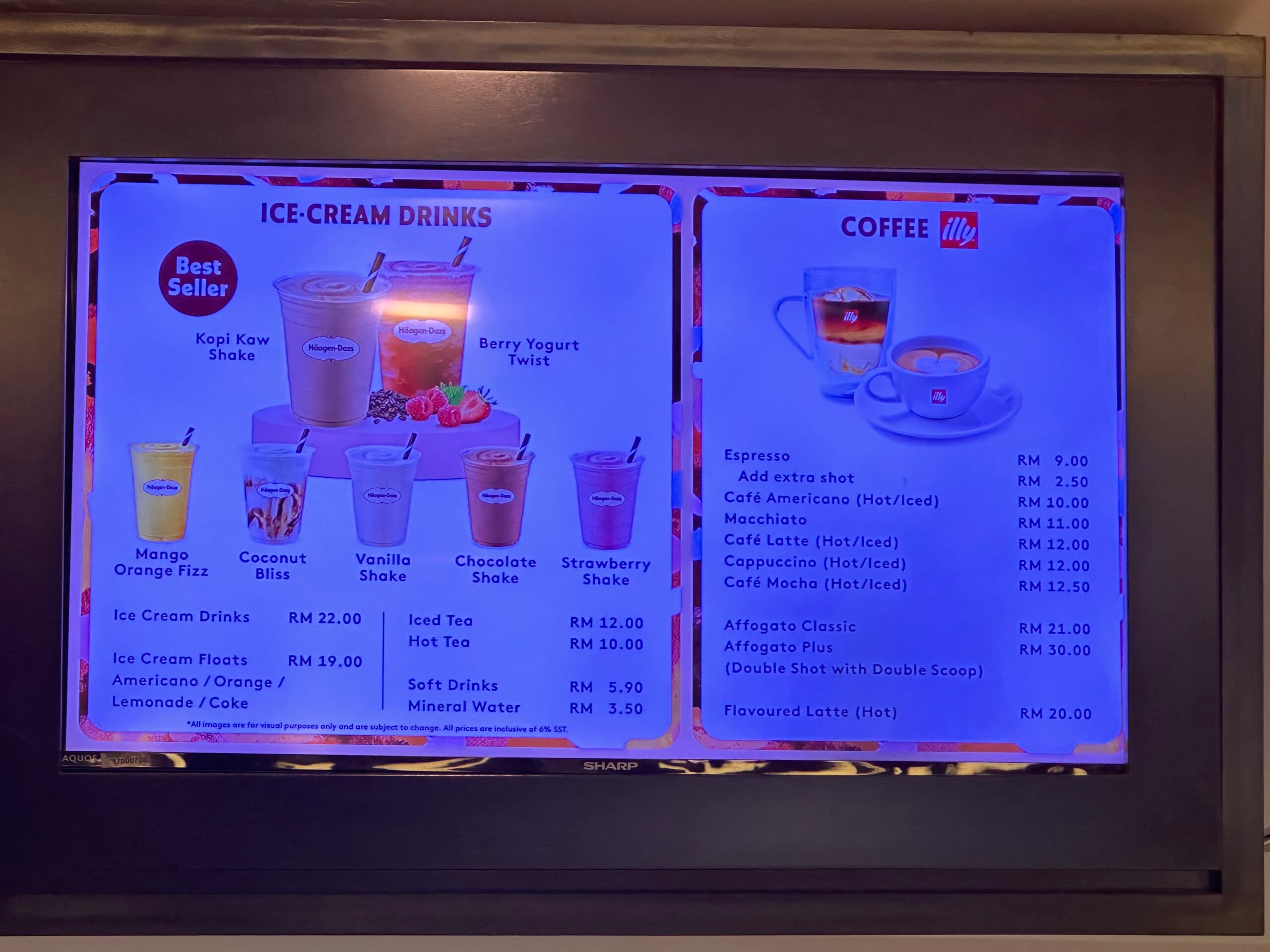 Häagen-Dazs Ioi City, Putrajaya menu page 1