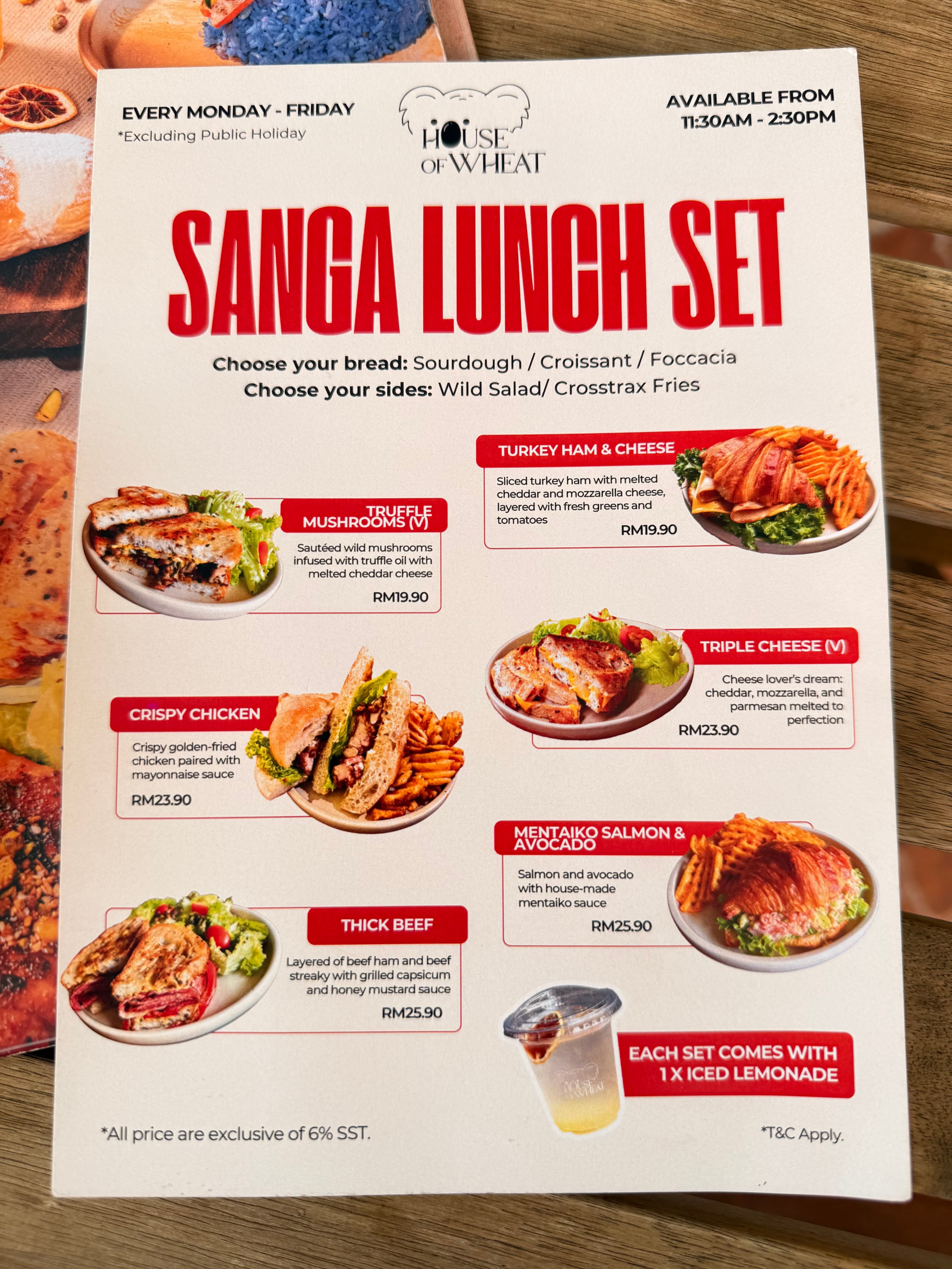 House of Wheat, Chow Kit menu page 1